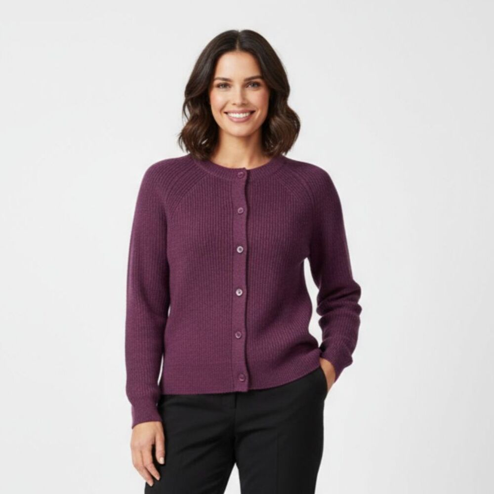 Kate Spade Women's Saturday Purple Button  Ribbed Knit Sweater NEW XS